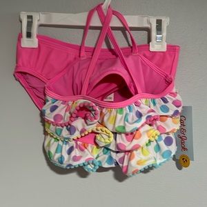 Cat and Jack 2 piece bathing suit pink and rainbow size M 7/8